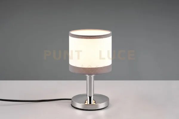 Davos lampada da tavolo metallo cromato paralume bianco e grigio h....