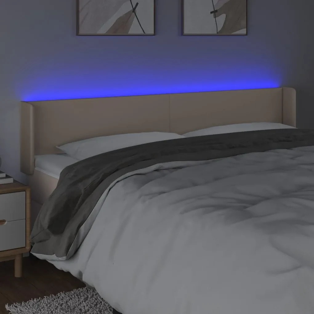 Testiera cappuccino a led 203x16x78/88 cm in similpelle