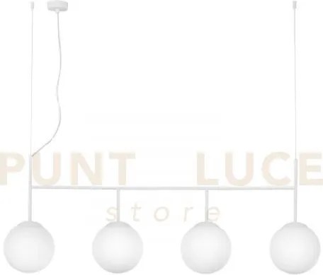 Lampadario a sospensione baly bianca 4 luci attacco e27 125x20x180cm