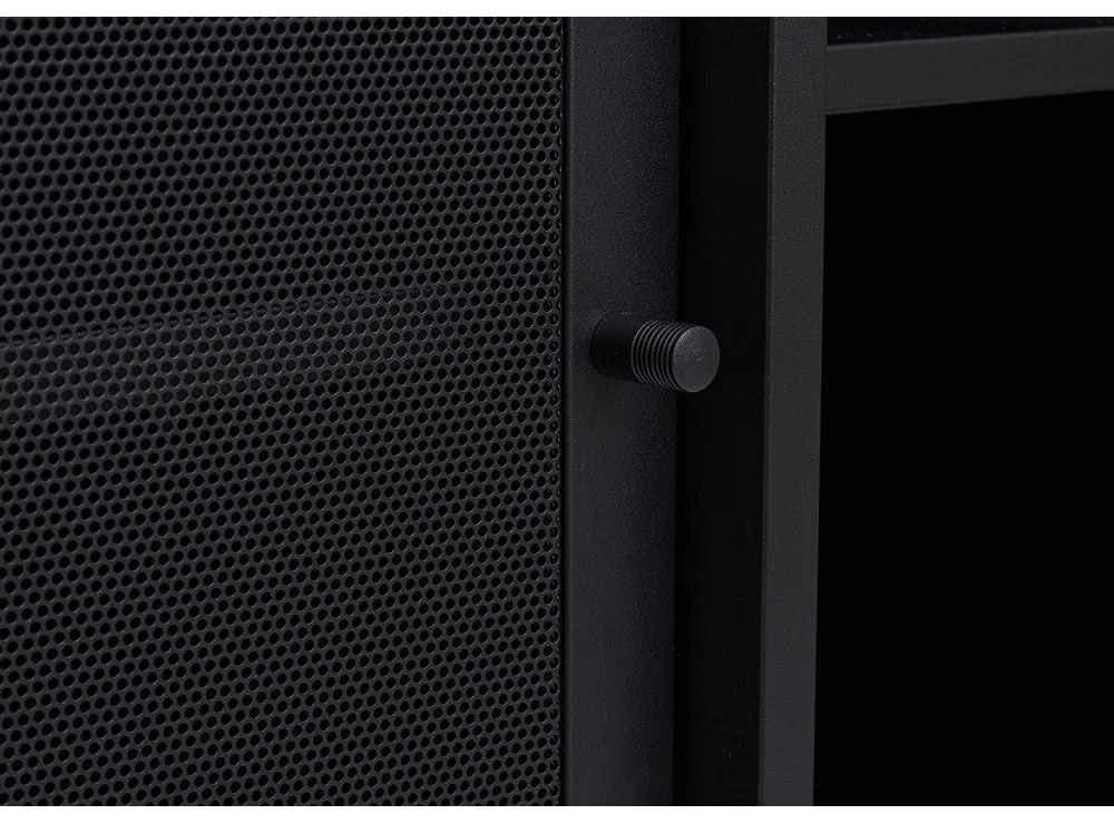 Cassettiera nera in metallo con ante scorrevoli 160x75x46 cm Veep – Unique Furniture