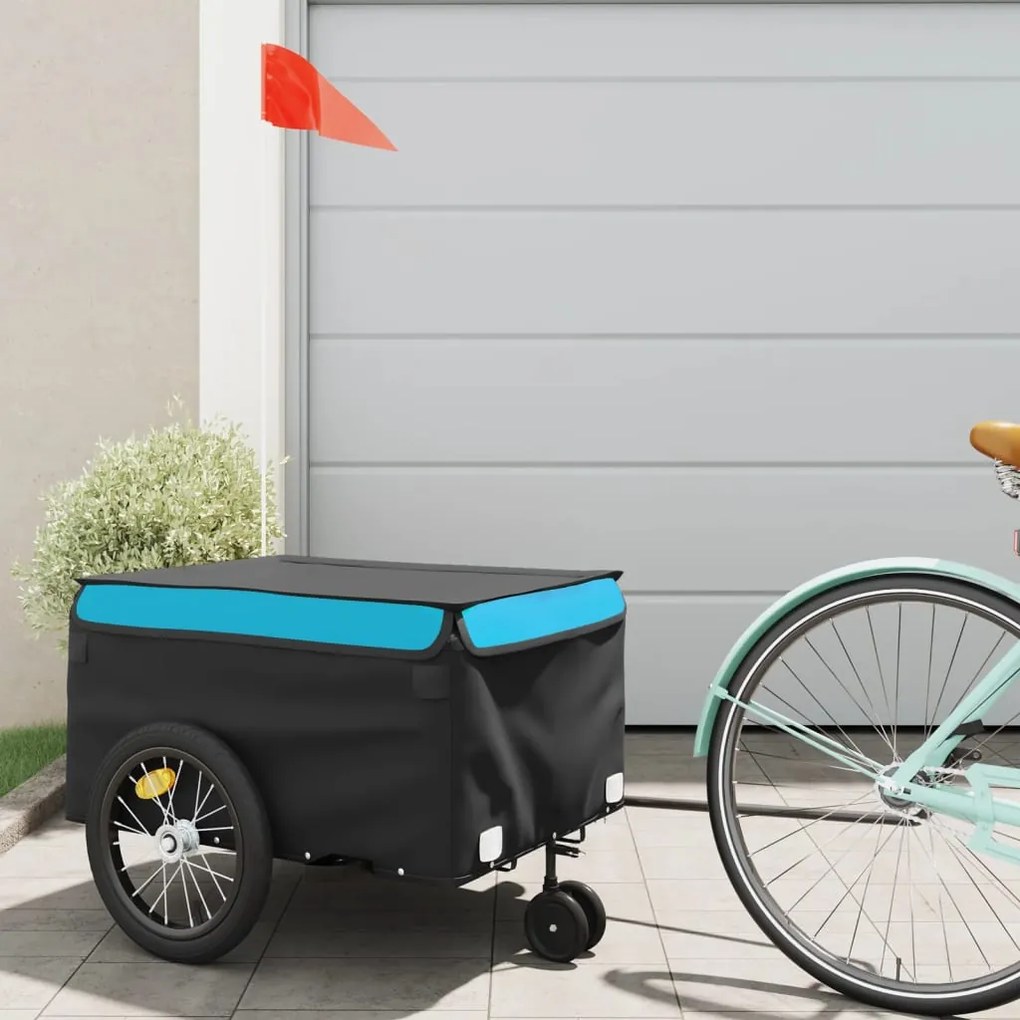 Rimorchio Da Bici Nero E Blu 45 Kg İn Ferro /