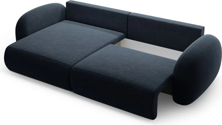 Divano angolare blu scuro allungabile/con contenitore con rivestimento in ciniglia Tonale – Cosmopolitan Design