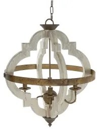 Lampadario Home ESPRIT Bianco Bronce Ferro Abete 40 W 63 x 63 x 74 cm