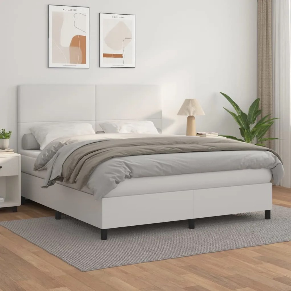 Giroletto A Molle Con Materasso Bianco 160x200 Cm İn Similpelle /