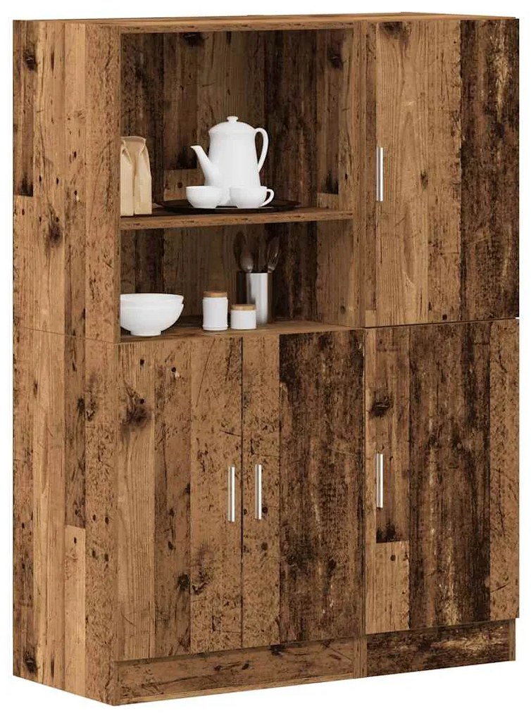 Set Di Mobili Da Cucina 2 Pz Legno Antico İn Truciolato /