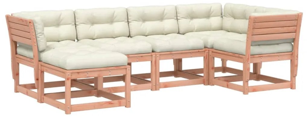 Set Divani Giardino 6 pz con Cuscini Legno Massello di Douglas