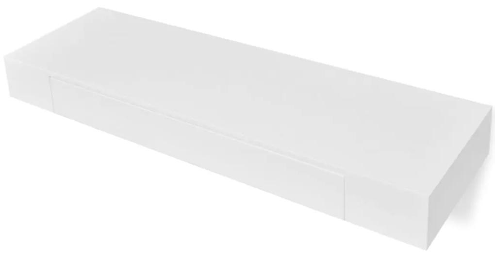 Mensola per pareti con cassetto bianco mdf per libri/dvd