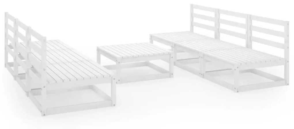 Set divani da giardino 7 pz bianco in legno massello di pino