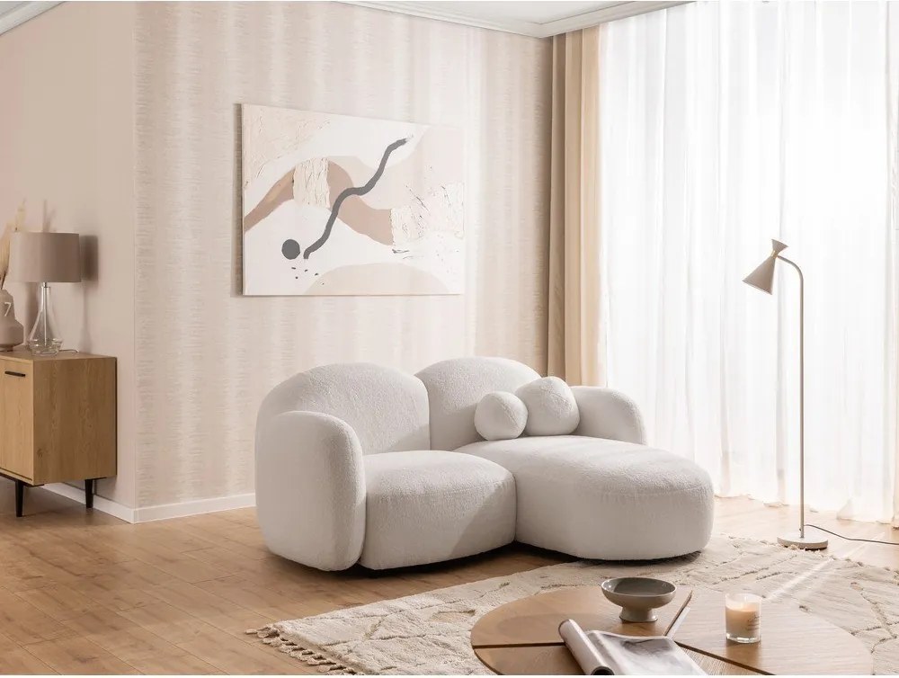 Divano angolare color crema (con penisola a destra/con chaise lounge) con rivestimento in bouclé Orbit – Ropez