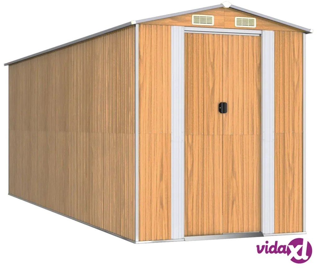 vidaXL Capanno Giardino Marrone Chiaro 192x523x223 cm Acciaio Zincato