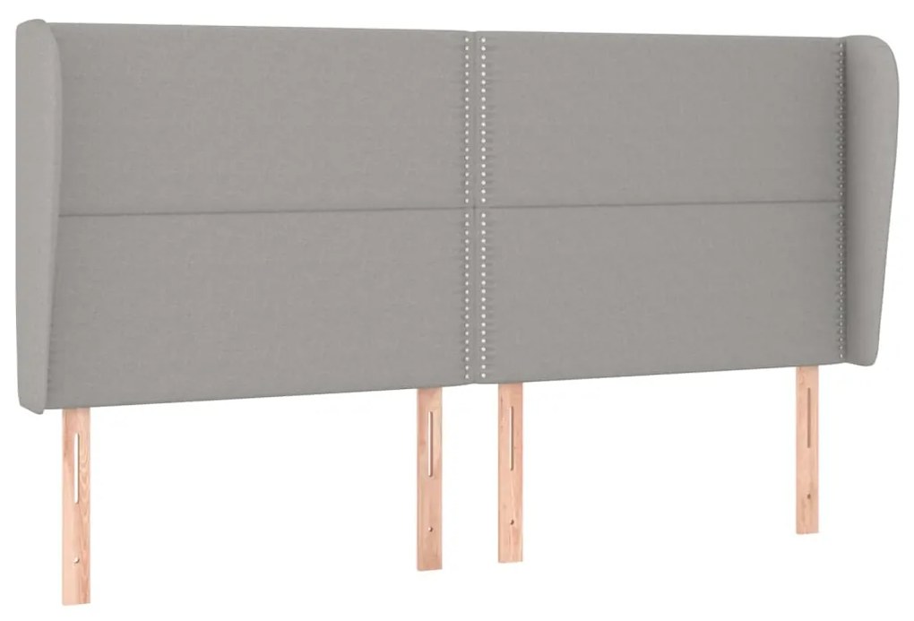 Testiera ad orecchio grigio chiaro 203x23x118/128 cm in tessuto