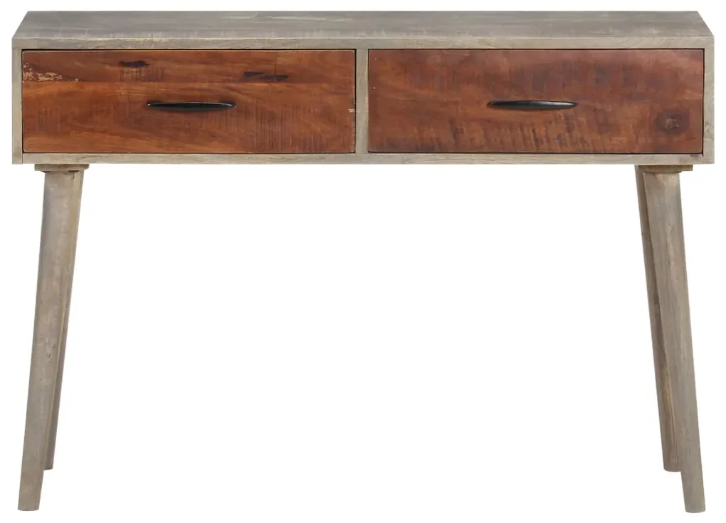 Tavolo consolle grigio 110x35x75 cm in massello di mango grezzo