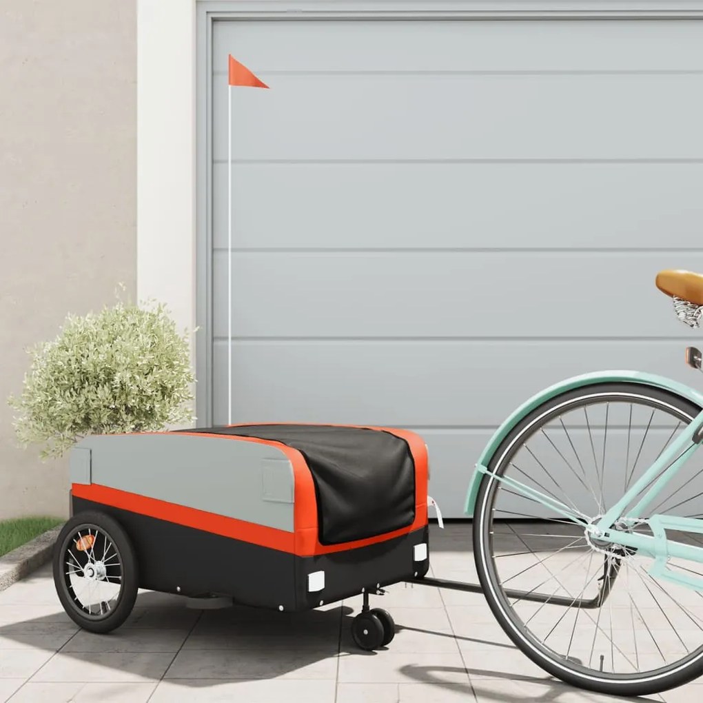 Rimorchio Da Bici Nero E Arancione 45 Kg İn Ferro /
