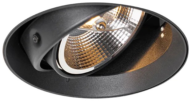 Faretto da incasso moderno nero GU10 AR111 rotondo senza cornice - Oneon