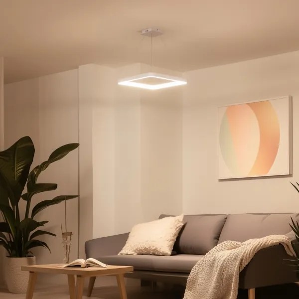Brilagi - Lampada a sospensione dimmerabile con cavo FALCON SLIM LED/50W/230V 50x50 cm bianco + telecomando