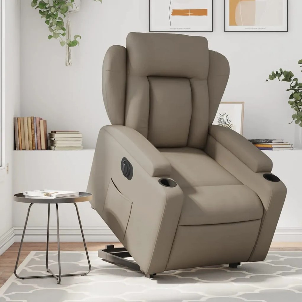 Poltrona Alzapersona Reclinante Elettrica Cappuccino Similpelle /