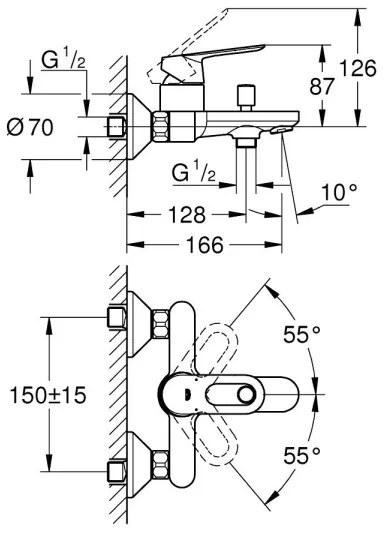 GROHE 23603000 - Miscelatore per vasca BAULOOP DN 15, finitura cromata lucida