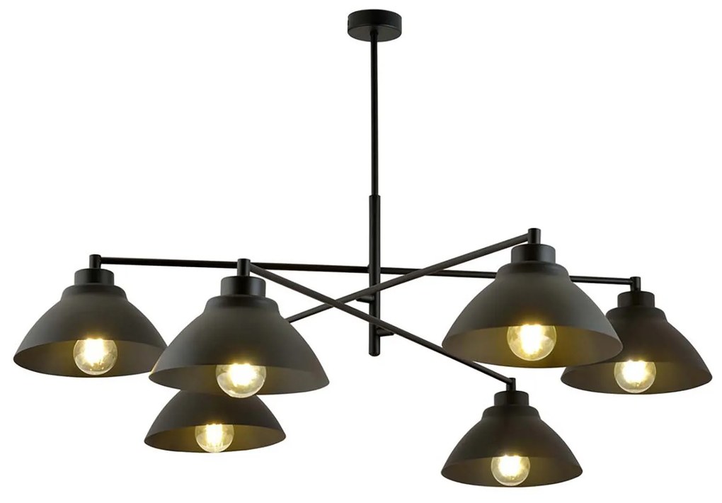 Lampadario Minimal Castore Acciaio Bianco Nero 6 Luci E27 Ip20