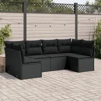 Set Divano da Giardino 6 pz con Cuscini Nero in Polyrattancod mxl 87359