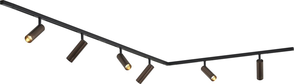 Sistema di illuminazione a binario moderno con 6 faretti bronzo scuro 1 fase - Slimline Uzzy