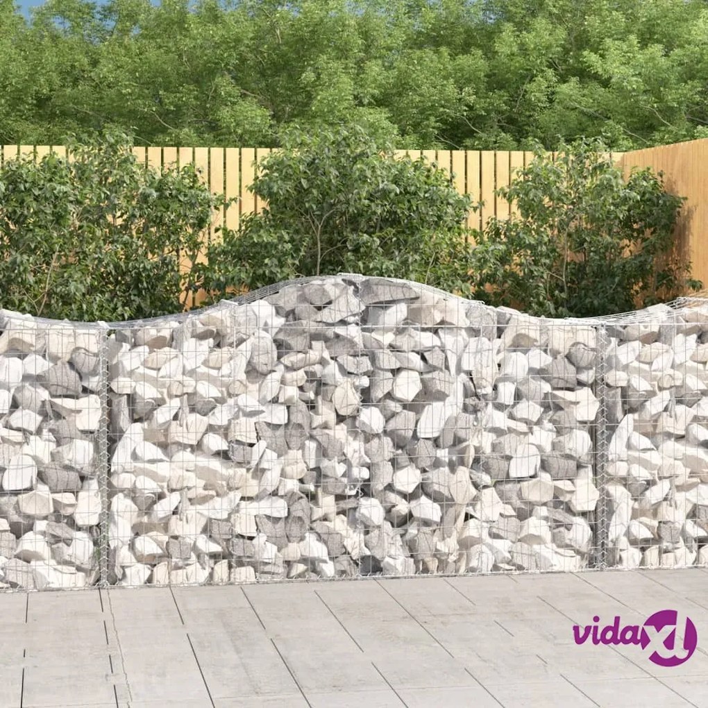 vidaXL Cesti Gabbioni ad Arco 3 pz 200x50x100/120 cm Ferro Zincato