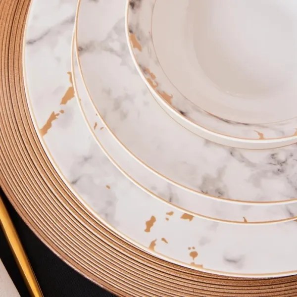 Set da tavola 24 pezzi in porcellana, bianco/grigio