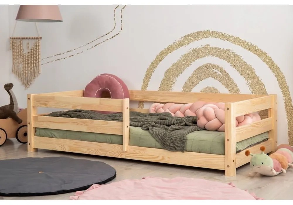 Letto per bambini in legno di pino in colore naturale 80x160 cm Mila CPD - Adeko