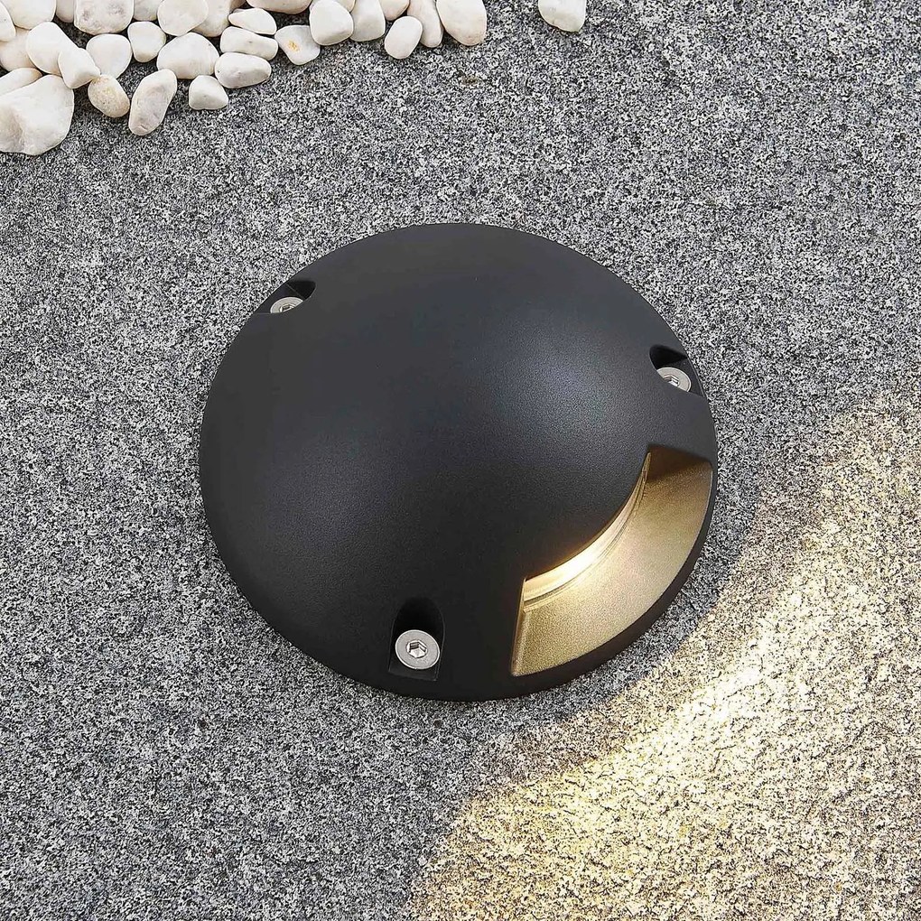 Lindby Huban lampada LED da terra, 1 luce, Nero, Alluminio, Moderno, Lampada LED da esterni
