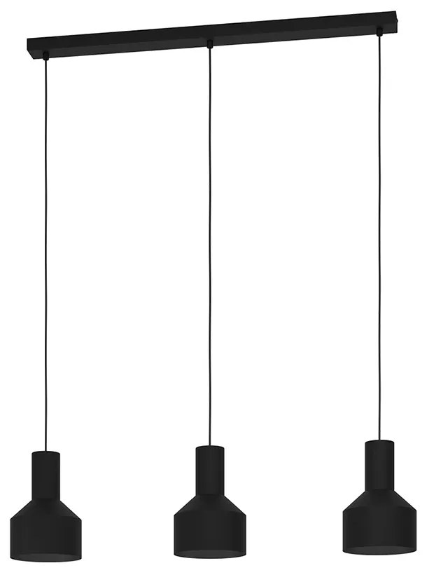 Lampadario Moderno Casibare 3 Luci Acciaio Nero