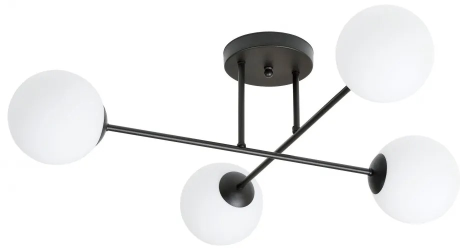 Lampadario da Soffitto in Acciaio ROMA 4 Nero 4xE14 Colore del corpo Bianco
