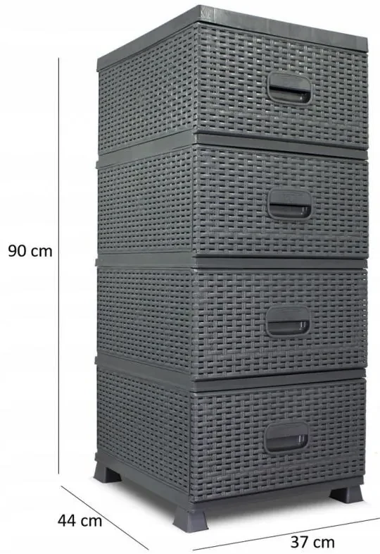 Cassettiera in plastica effetto rattan a 4 cassetti con ruote cm 40x40 h80 | Leroy Merlin