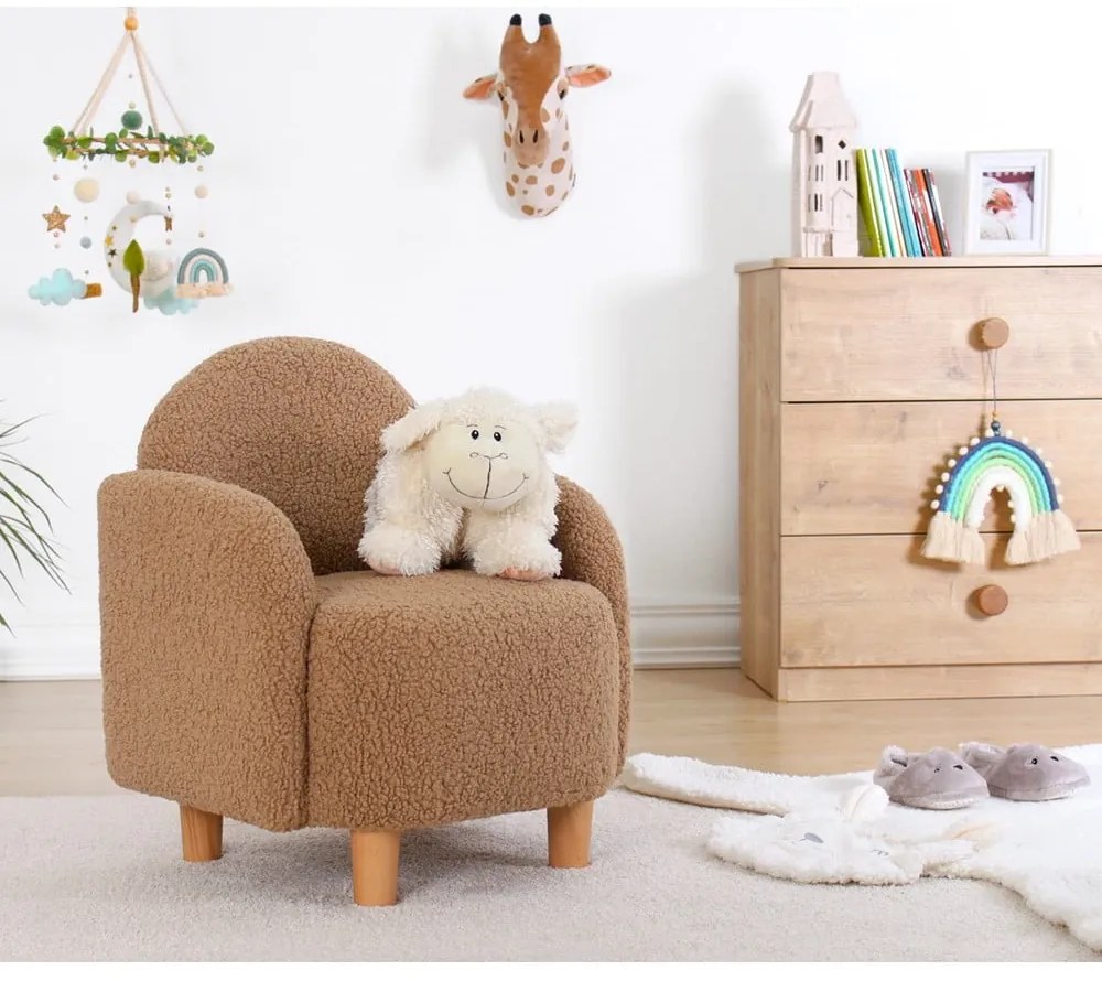 Poltrona per bambini marrone in tessuto bouclé Moylo - Artie