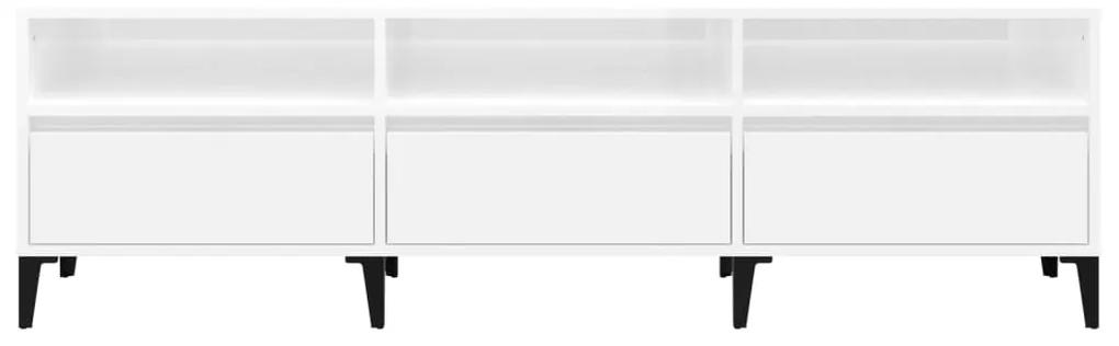 Mobile Porta TV Bianco Lucido 150x30x44,5 cm Legno Multistrato