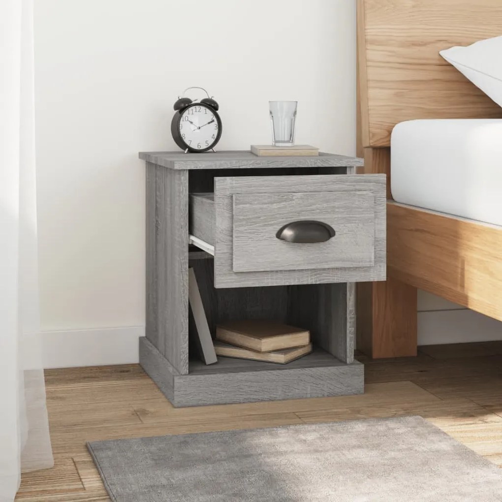 Comodini 2 pz Grigio Sonoma 39x39x47,5 cm in Legno Multistrato