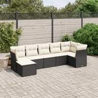 Set Divani da Giardino con Cuscini 7pz Nero Polyrattan 3263192