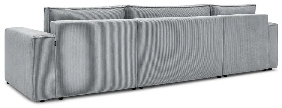 Divano letto angolare a "U" in velluto a coste grigio chiaro Nihad - Bobochic Paris