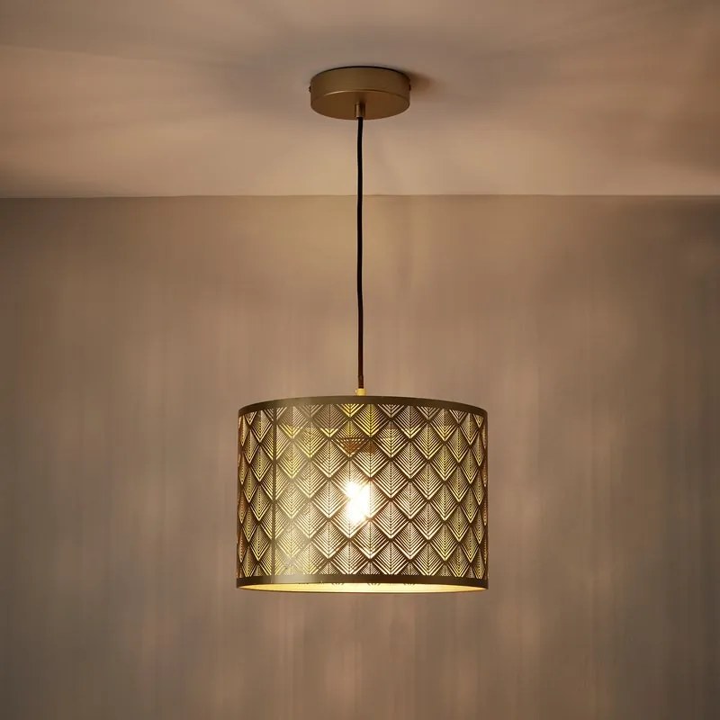 Lampadario Glamour Galati oro paralume ottone E27 Ø30cm INSPIRE