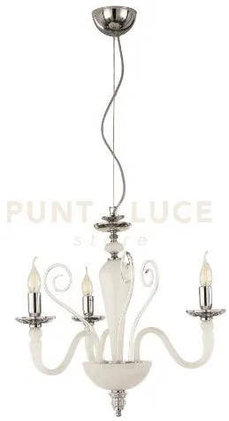 Lampadario debussy 3 luci bianco satinato cromo attacco e14 d.50cm