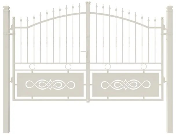 Cancello manuale a battente Lavaredo in acciaio, apertura centrale, L 308.5, H 165-195 cm, di colore bianco