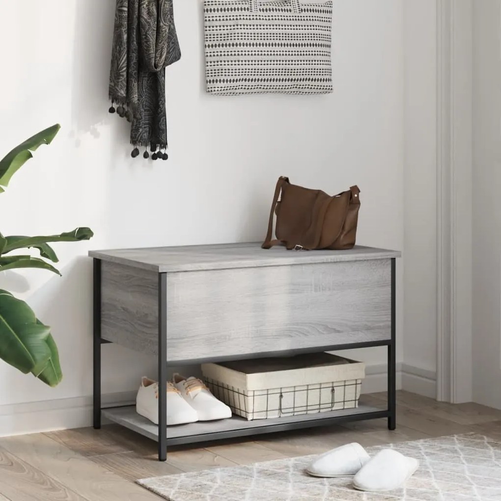 Panca portaoggetti grigio sonoma 70x42,5x47cm legno multistrato