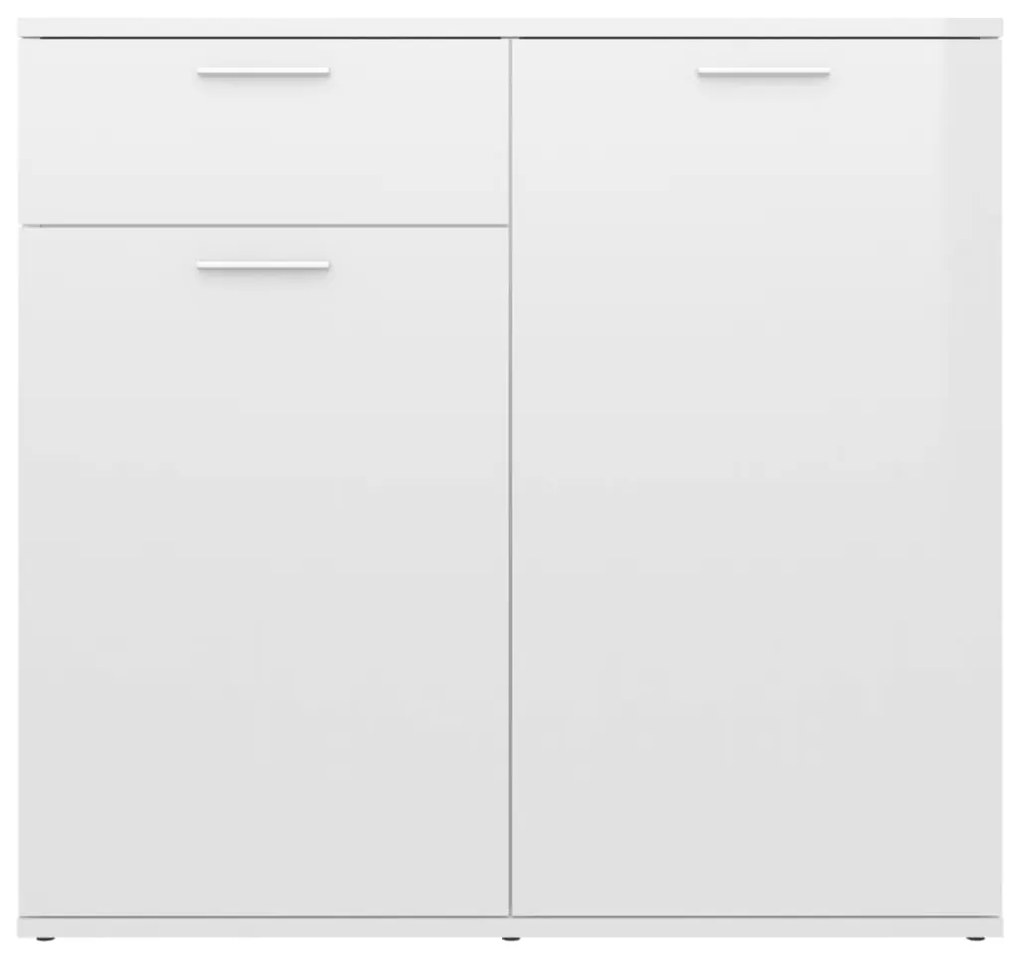 Credenza Bianco Lucido 80x36x75 cm in Legno Multistrato