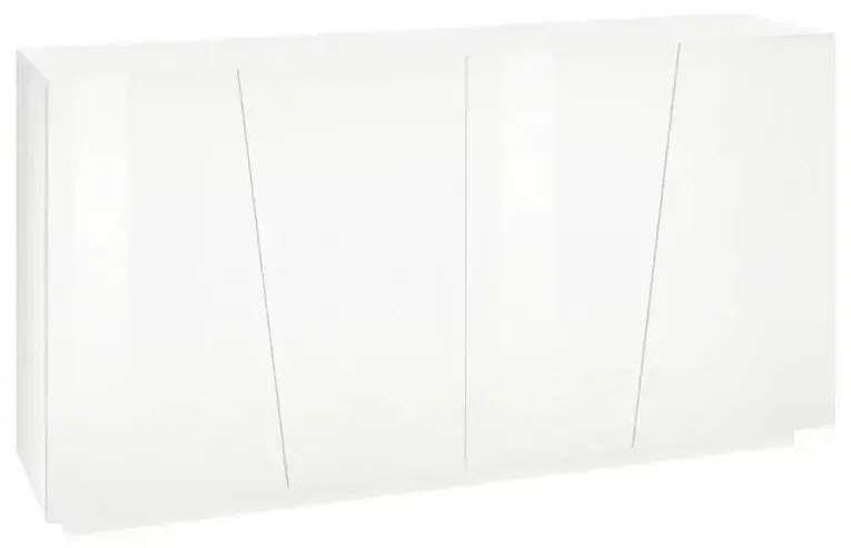 Credenza VEGA Moderna con 4 Ante 160 Battente, Colore Bianco Lucido