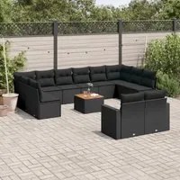 Set Divani da Giardino 13pz con Cuscini Nero in Polyrattancod mxl 113156