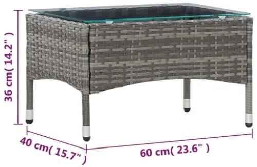 Tavolino da Caffè Grigio 60x40x36 cm in Polyrattan