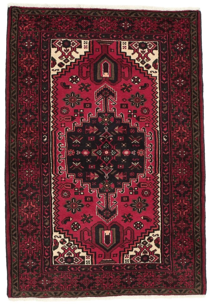 Hamedan Tappeto 110 x 150 Rosso (Iran) Annodato A Mano