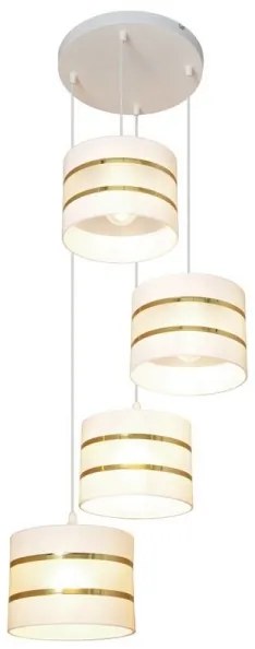 Lampadario a sospensione con filo HELEN 4xE27/15W/230V bianco/oro
