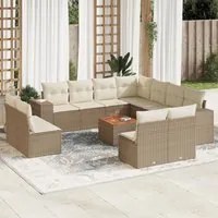 Set Divani da Giardino 12 pz con Cuscini Beige in Polyrattan 3257836