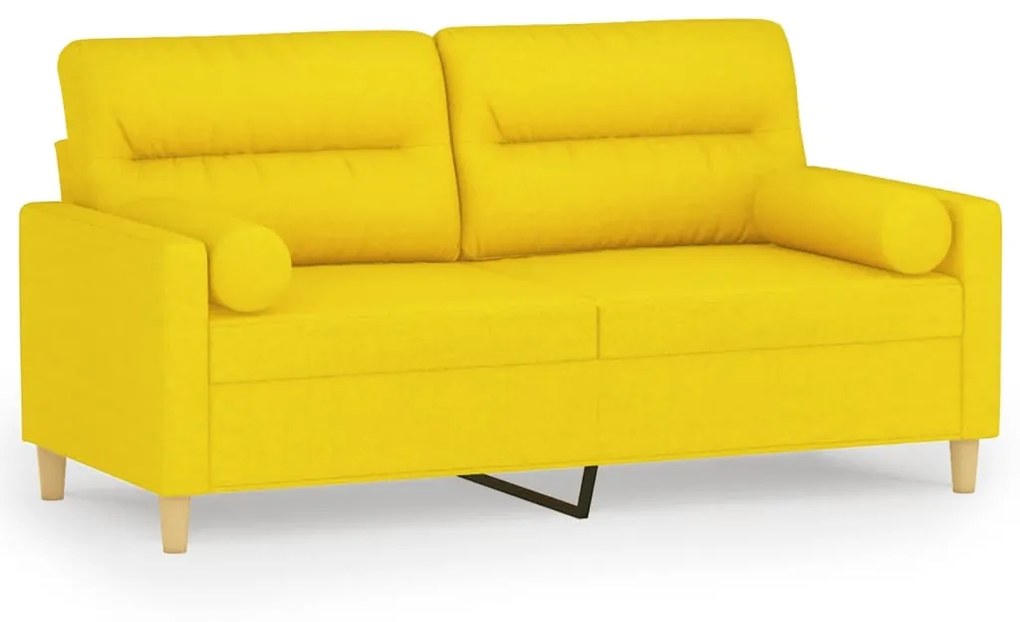 Divano a 2 posti con cuscini giallo chiaro 140 cm in tessuto