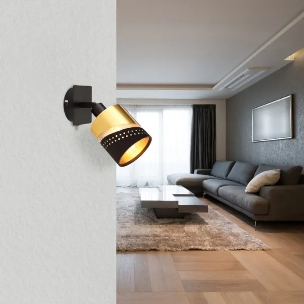 Globo 54046-1 - Faretto da parete OR 1xE14/25W/230V nero/oro