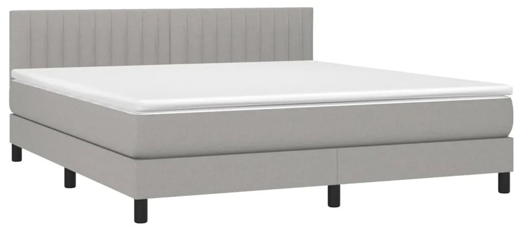 Letto a molle materasso e led grigio chiaro 180x200 cm tessuto